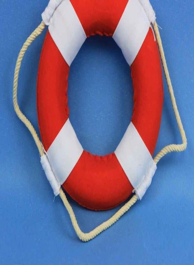 Handcrafted Nautical Decor طوق نجاة هامبتون نوتيكال فايبرانت مع أشرطة بيضاء، 6 بوصات، أحمر - Image 5